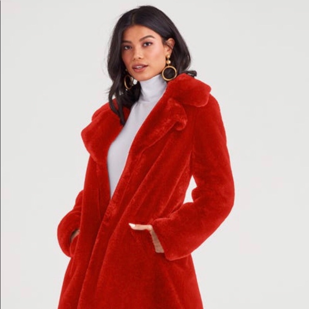 7 for All Mankind Faux Fur Long Chubby Coat